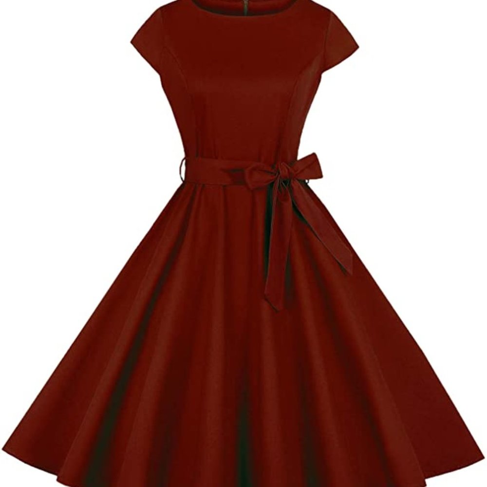 women's red retro/vintage swing dress